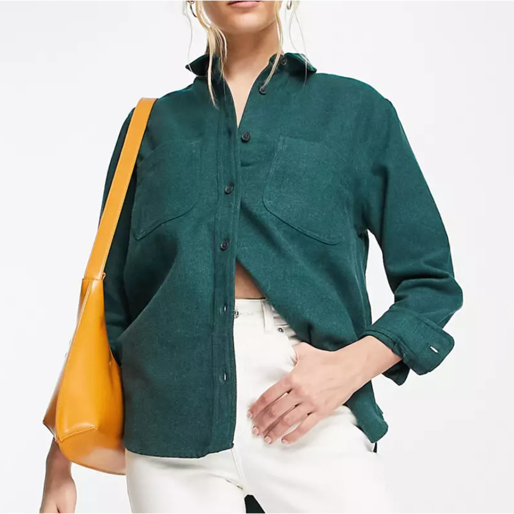 Madewell teal green long sleeve buttoned collared flannel cotton shirt XL